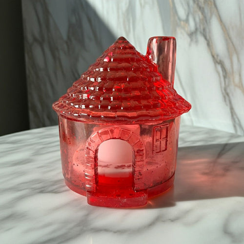 Red and White Christmas Candle Holder House image 2